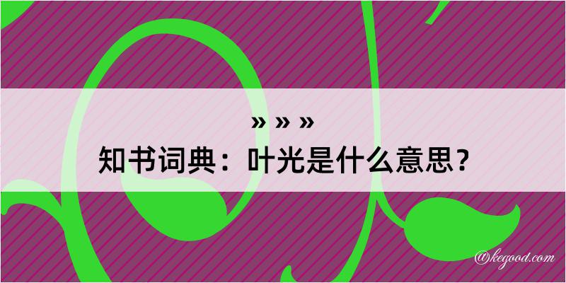 知书词典：叶光是什么意思？