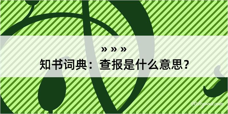 知书词典：查报是什么意思？