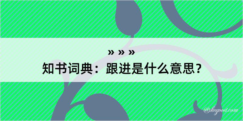 知书词典：跟进是什么意思？