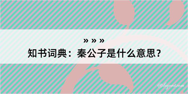 知书词典：秦公子是什么意思？