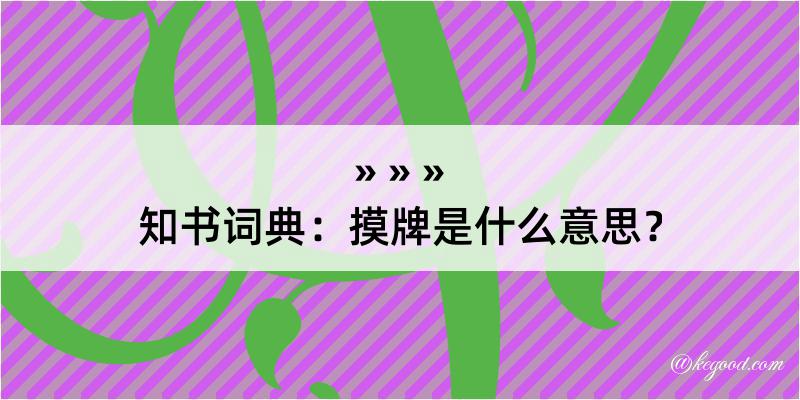 知书词典：摸牌是什么意思？