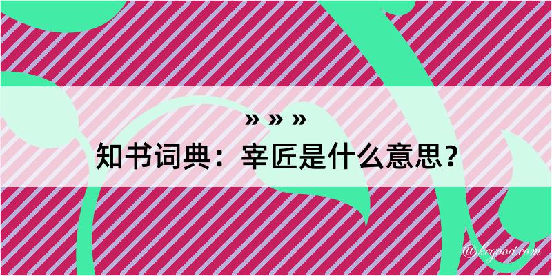 知书词典：宰匠是什么意思？