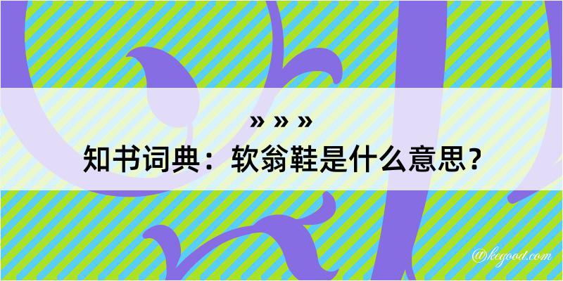 知书词典：软翁鞋是什么意思？