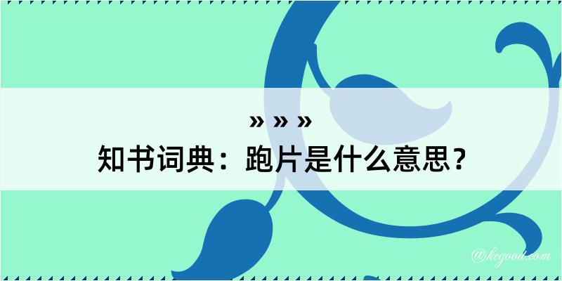 知书词典：跑片是什么意思？