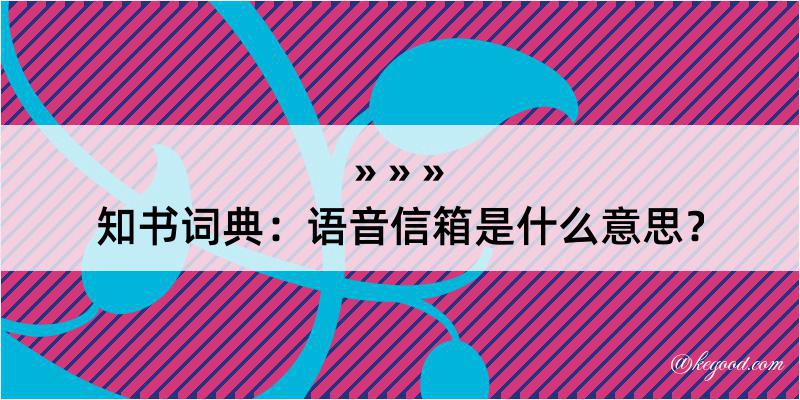 知书词典：语音信箱是什么意思？