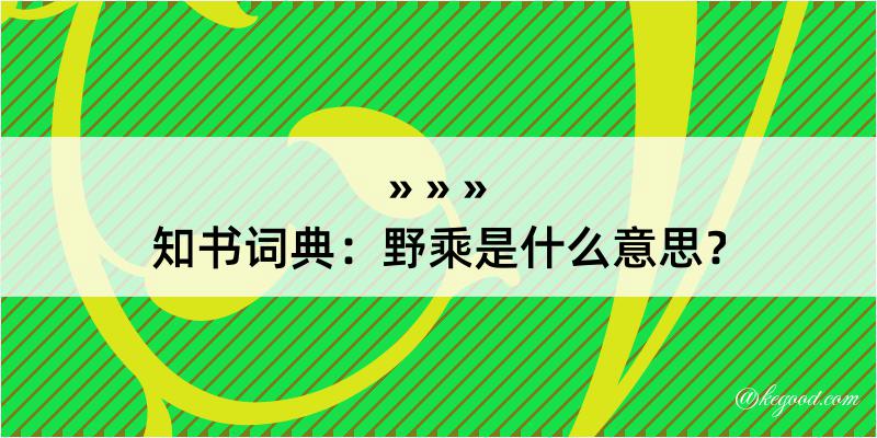 知书词典：野乘是什么意思？