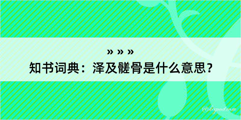 知书词典：泽及髊骨是什么意思？