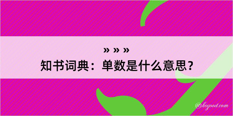 知书词典：单数是什么意思？