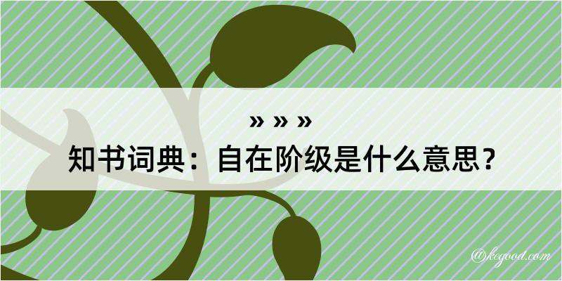 知书词典：自在阶级是什么意思？