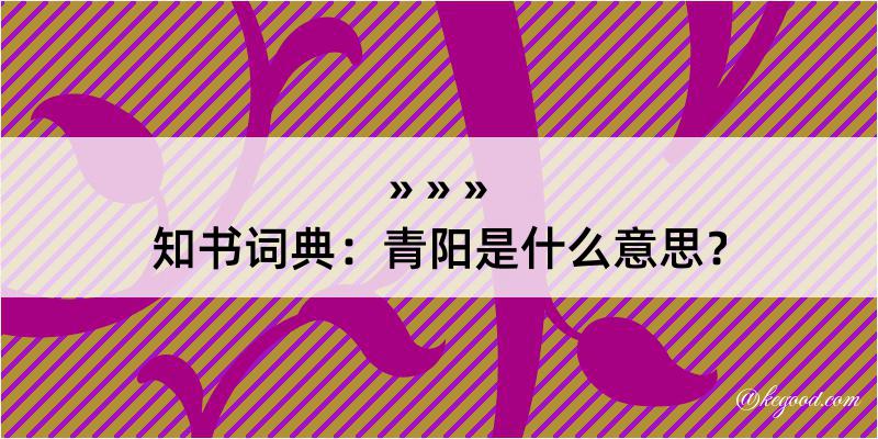 知书词典：青阳是什么意思？