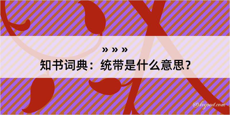 知书词典：统带是什么意思？