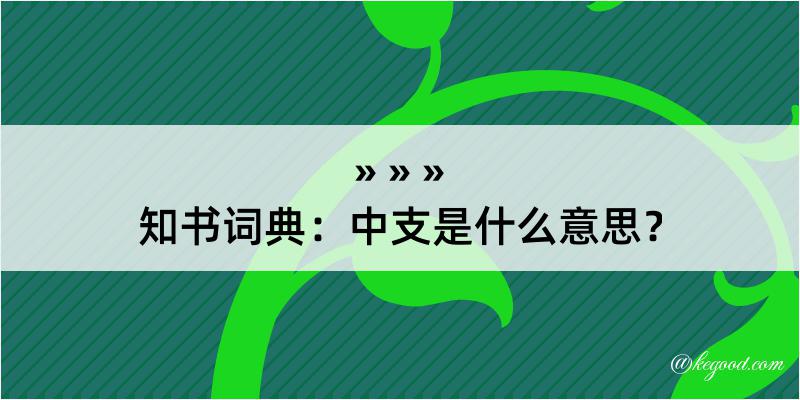 知书词典：中支是什么意思？