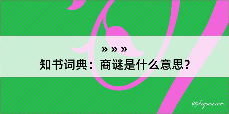 知书词典：商谜是什么意思？