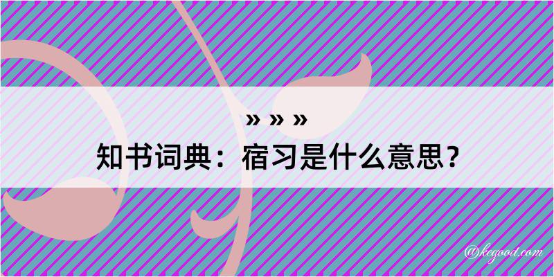 知书词典：宿习是什么意思？