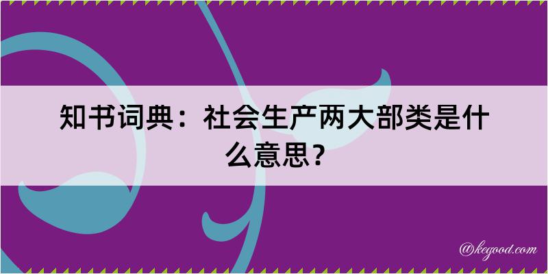 知书词典：社会生产两大部类是什么意思？