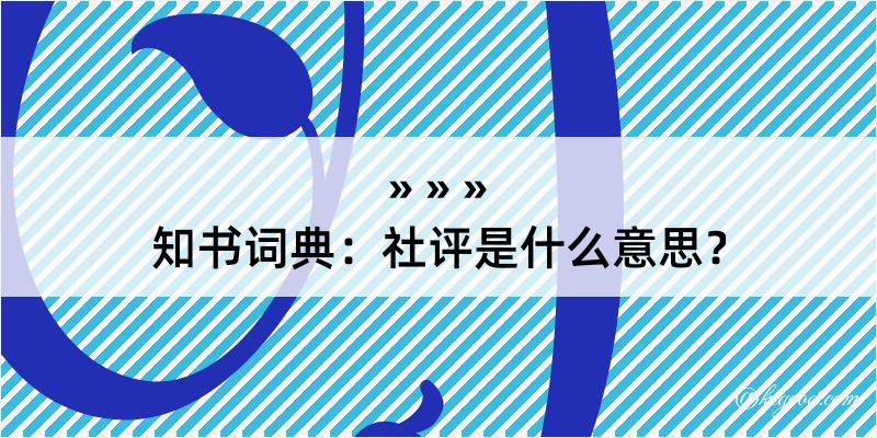 知书词典：社评是什么意思？