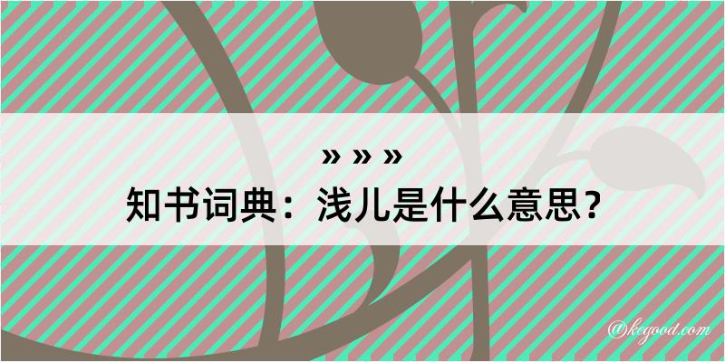 知书词典：浅儿是什么意思？