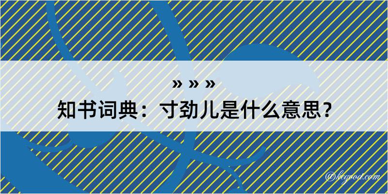 知书词典：寸劲儿是什么意思？