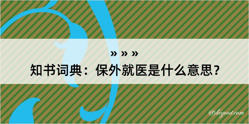 知书词典：保外就医是什么意思？