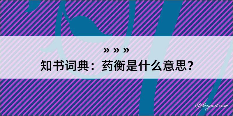 知书词典：药衡是什么意思？