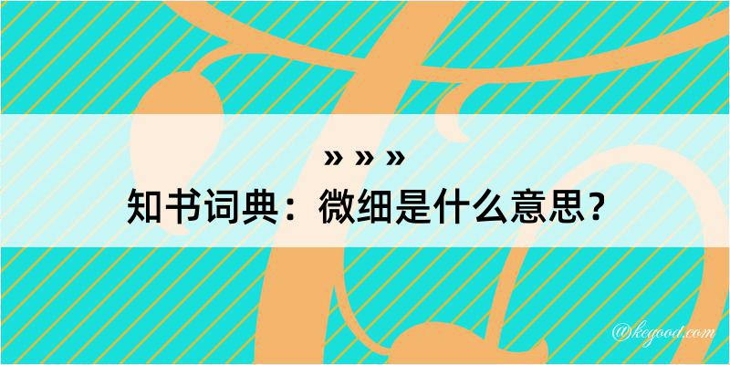 知书词典：微细是什么意思？