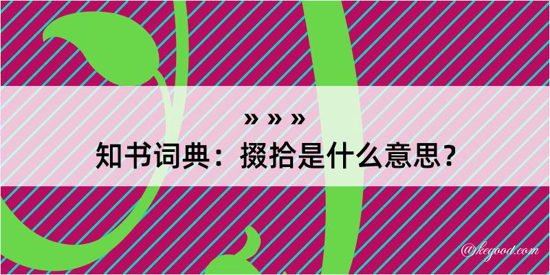 知书词典：掇拾是什么意思？