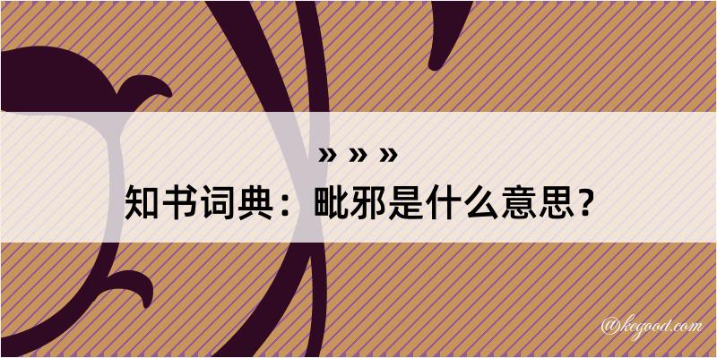 知书词典：毗邪是什么意思？