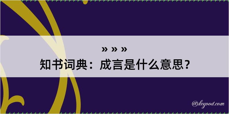 知书词典：成言是什么意思？