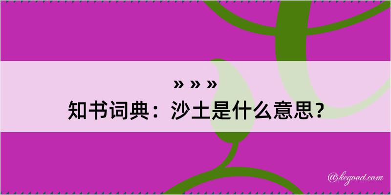 知书词典：沙土是什么意思？