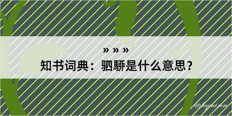 知书词典：驷駵是什么意思？