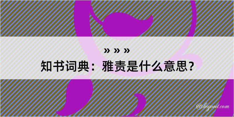 知书词典：雅责是什么意思？