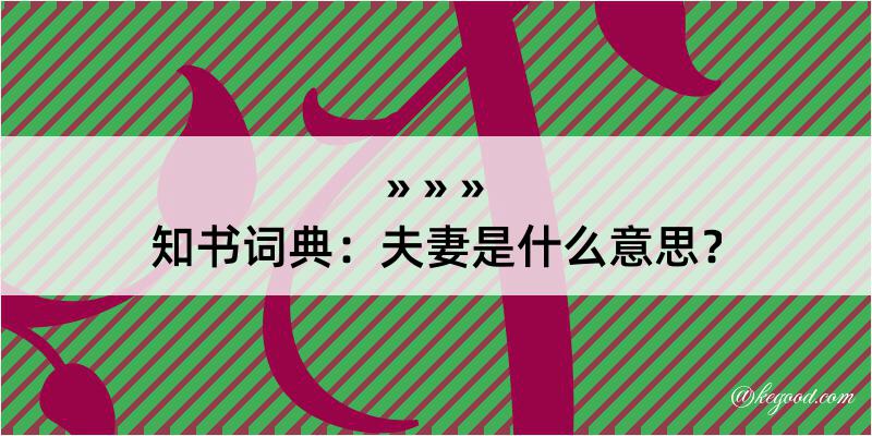 知书词典：夫妻是什么意思？