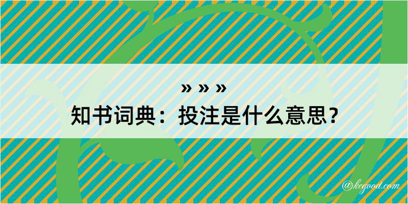 知书词典：投注是什么意思？