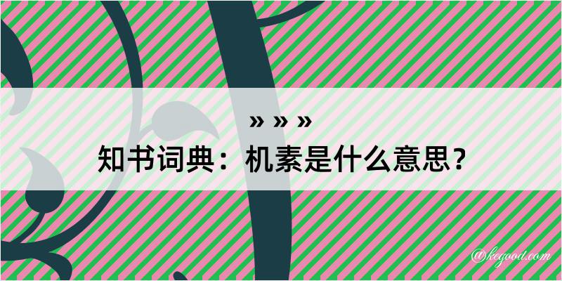 知书词典：机素是什么意思？