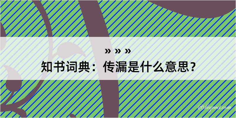 知书词典：传漏是什么意思？