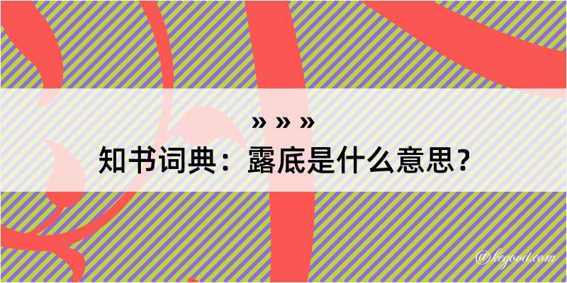 知书词典：露底是什么意思？