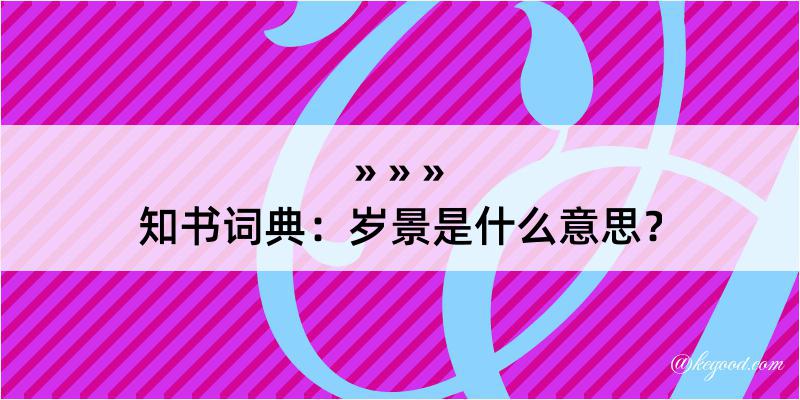 知书词典：岁景是什么意思？