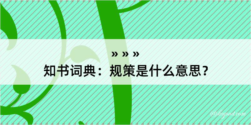 知书词典：规策是什么意思？