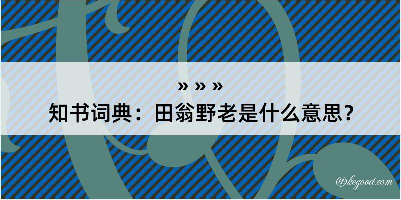 知书词典：田翁野老是什么意思？