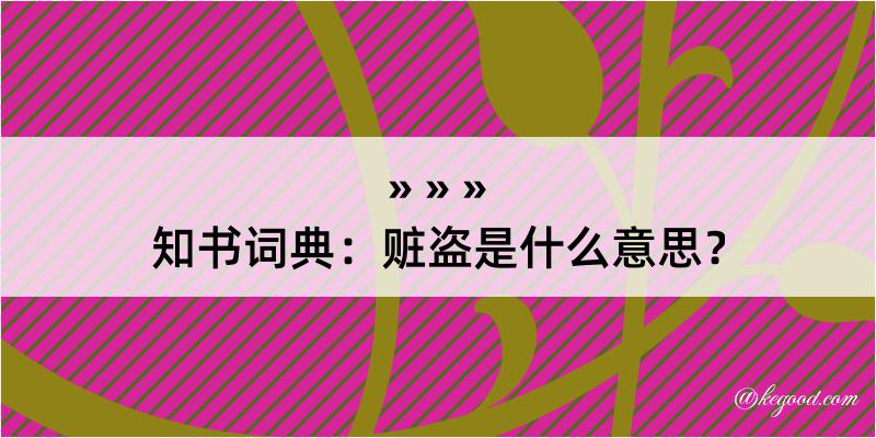 知书词典：赃盗是什么意思？