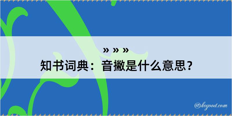 知书词典：音撇是什么意思？