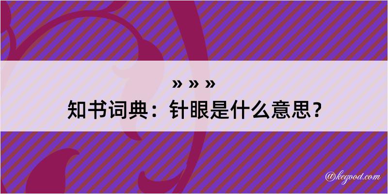 知书词典：针眼是什么意思？