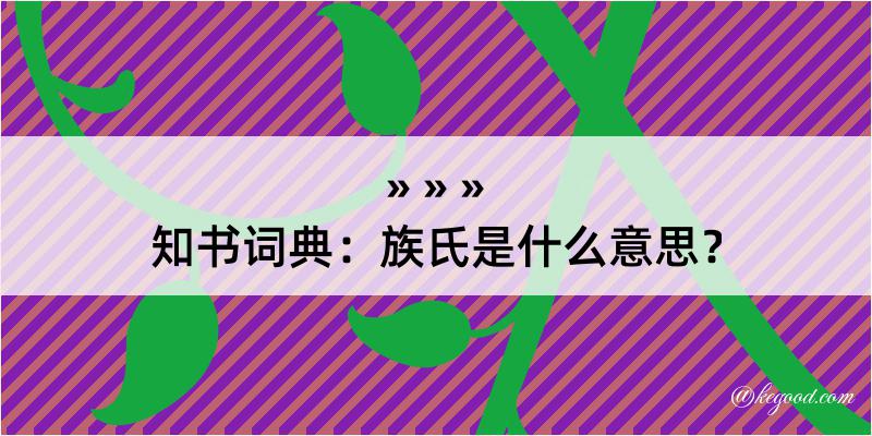 知书词典：族氏是什么意思？