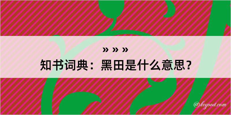 知书词典：黑田是什么意思？