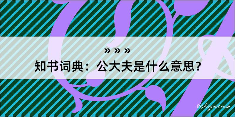 知书词典：公大夫是什么意思？