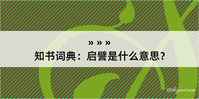 知书词典：启譬是什么意思？