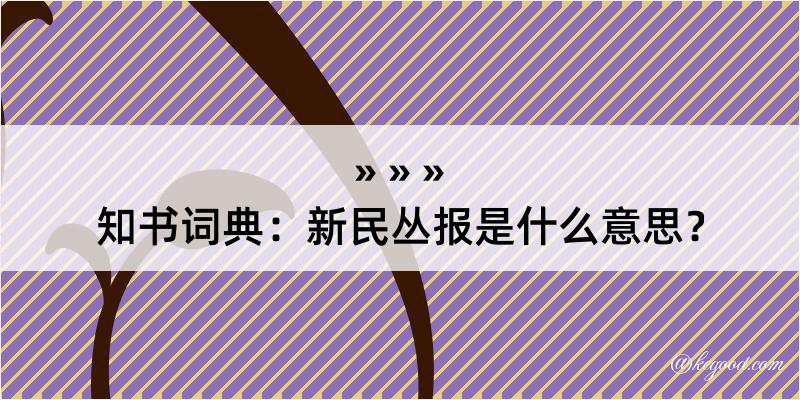 知书词典：新民丛报是什么意思？