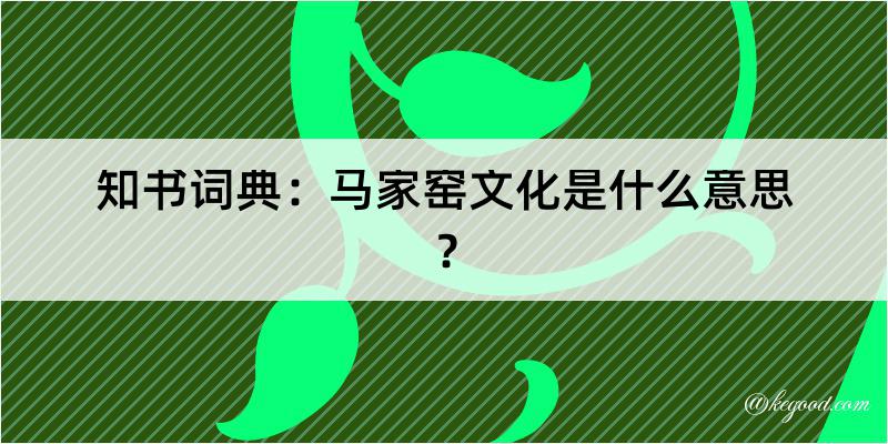 知书词典：马家窑文化是什么意思？