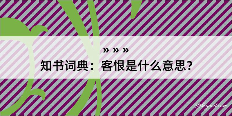 知书词典：客恨是什么意思？