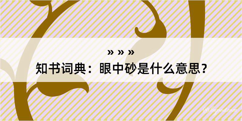 知书词典：眼中砂是什么意思？